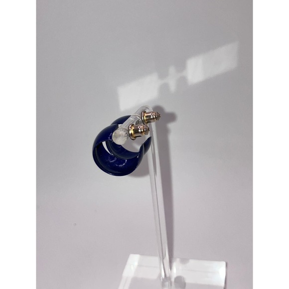 Vintage Royal Blue Enamel Hoop 5/8 Inch Earrings! - Picture 3 of 9